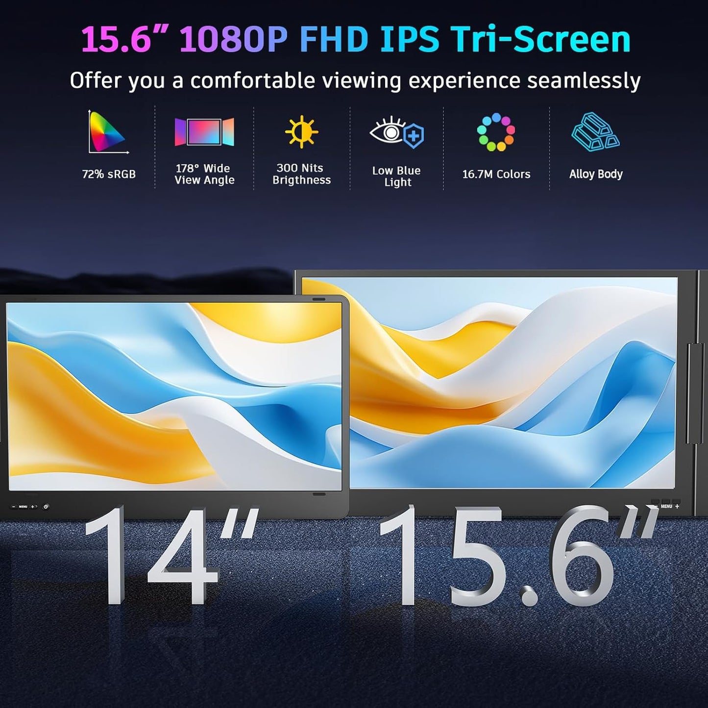 QQH 15.6" Triple Portable Monitor Z80A