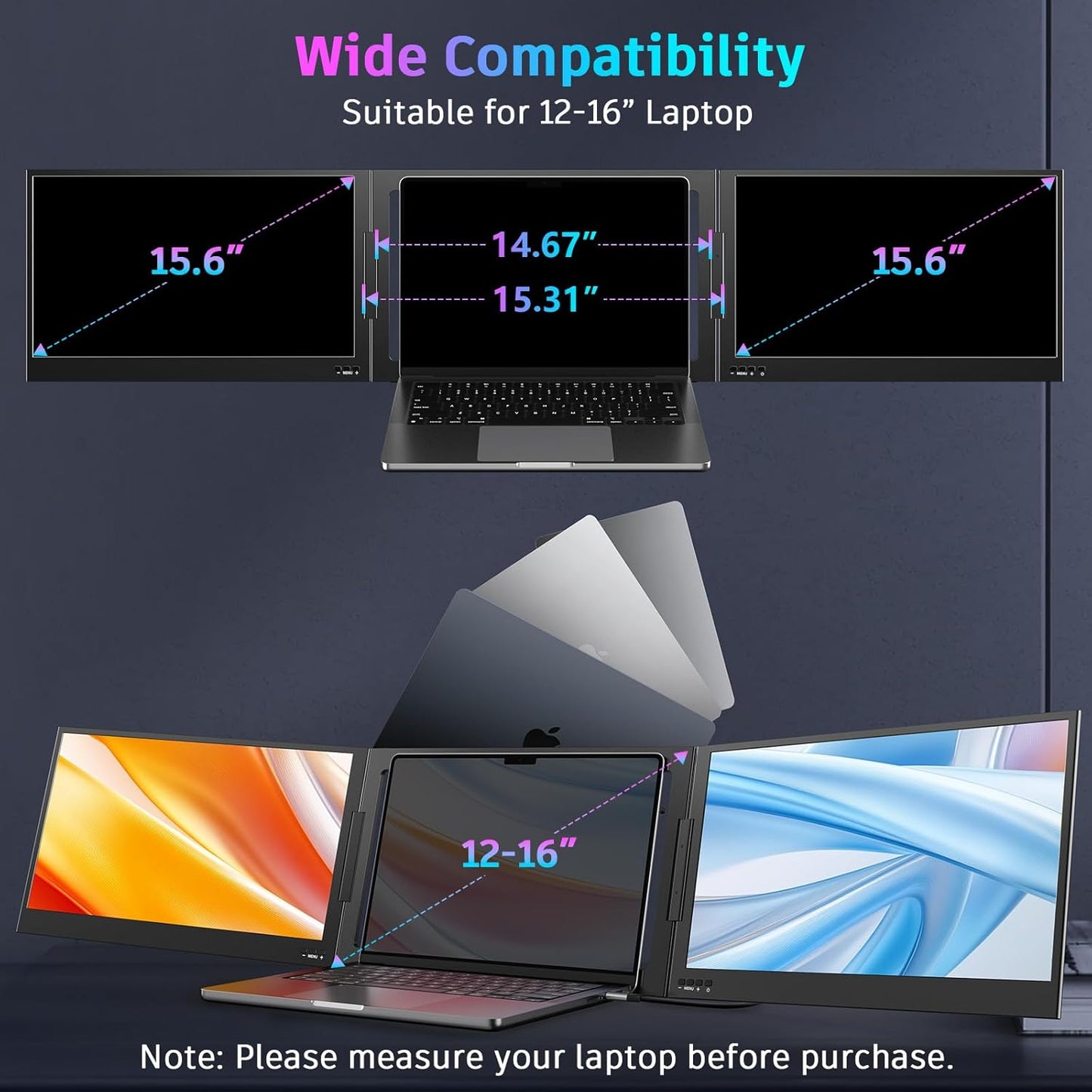 QQH 15.6" Triple Portable Monitor Z80A