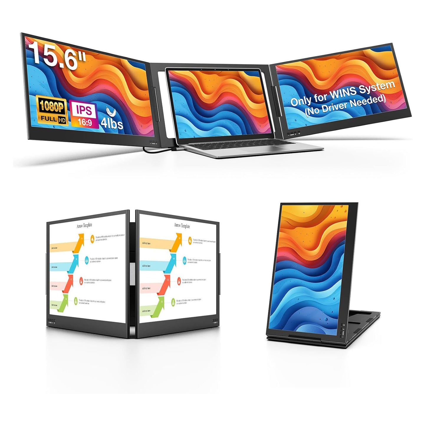 QQH 15.6" Triple Portable Monitor Z80